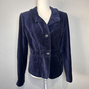 J Crew 3 Button Velour Velvet Navy Blue Blazer Jacket Women’s Sz 10